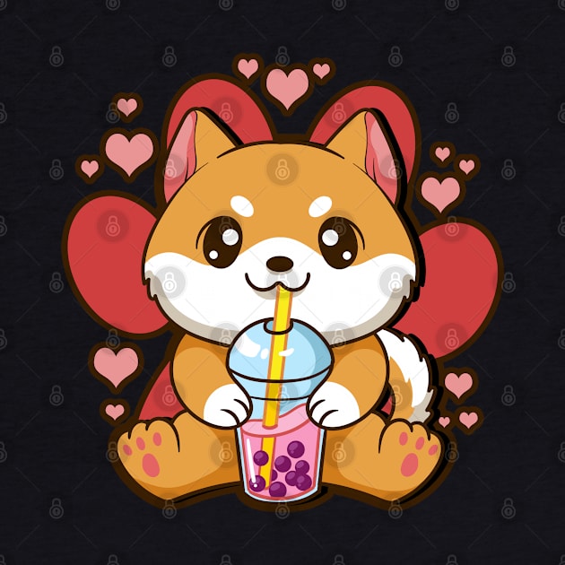 Bubble Tea Shiba Inu Boba Kawaii Anime Japan by E